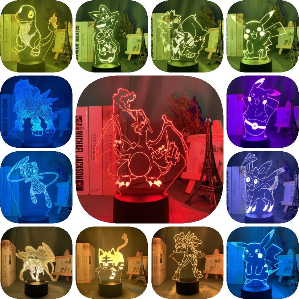 Креативный светодиодный 3D-ночник Пикачу, цветная акриловая декоративная настольная лампа, подарок
