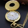 Top Brand Luxury Flower Roman Digital Gold Quartz Pocket Watch Hollow Case Steampunk Pendant Necklace for Men and Women Renoj