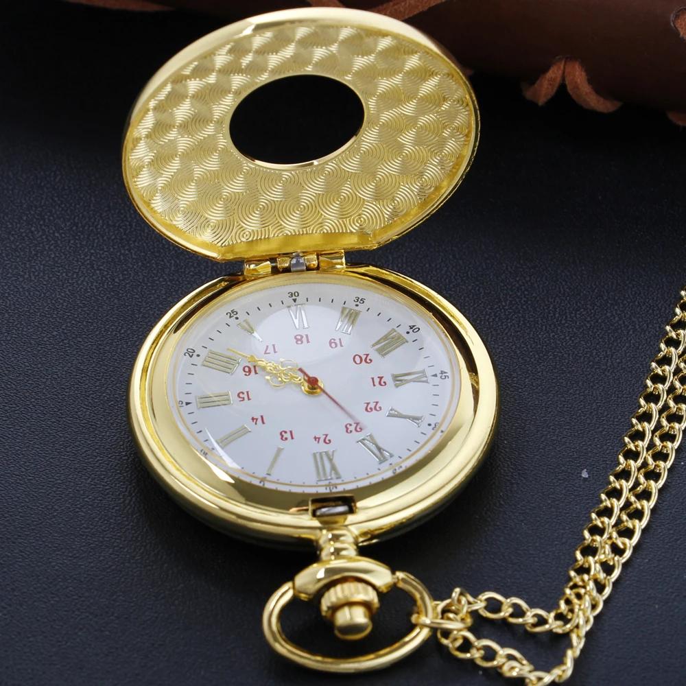 Top Brand Luxury Flower Roman Digital Gold Quartz Pocket Watch Hollow Case Steampunk Pendant Necklace for Men and Women Renoj