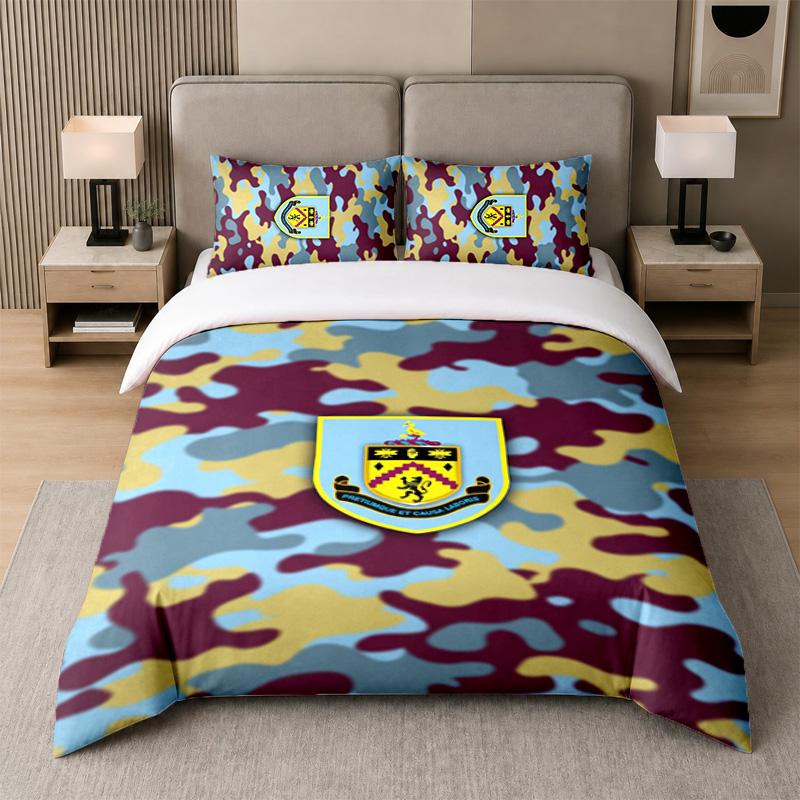3Pcs Bedding SetBurnley Football Soft Bed Sheet and Two Pillowcases Home Bedroom Decor