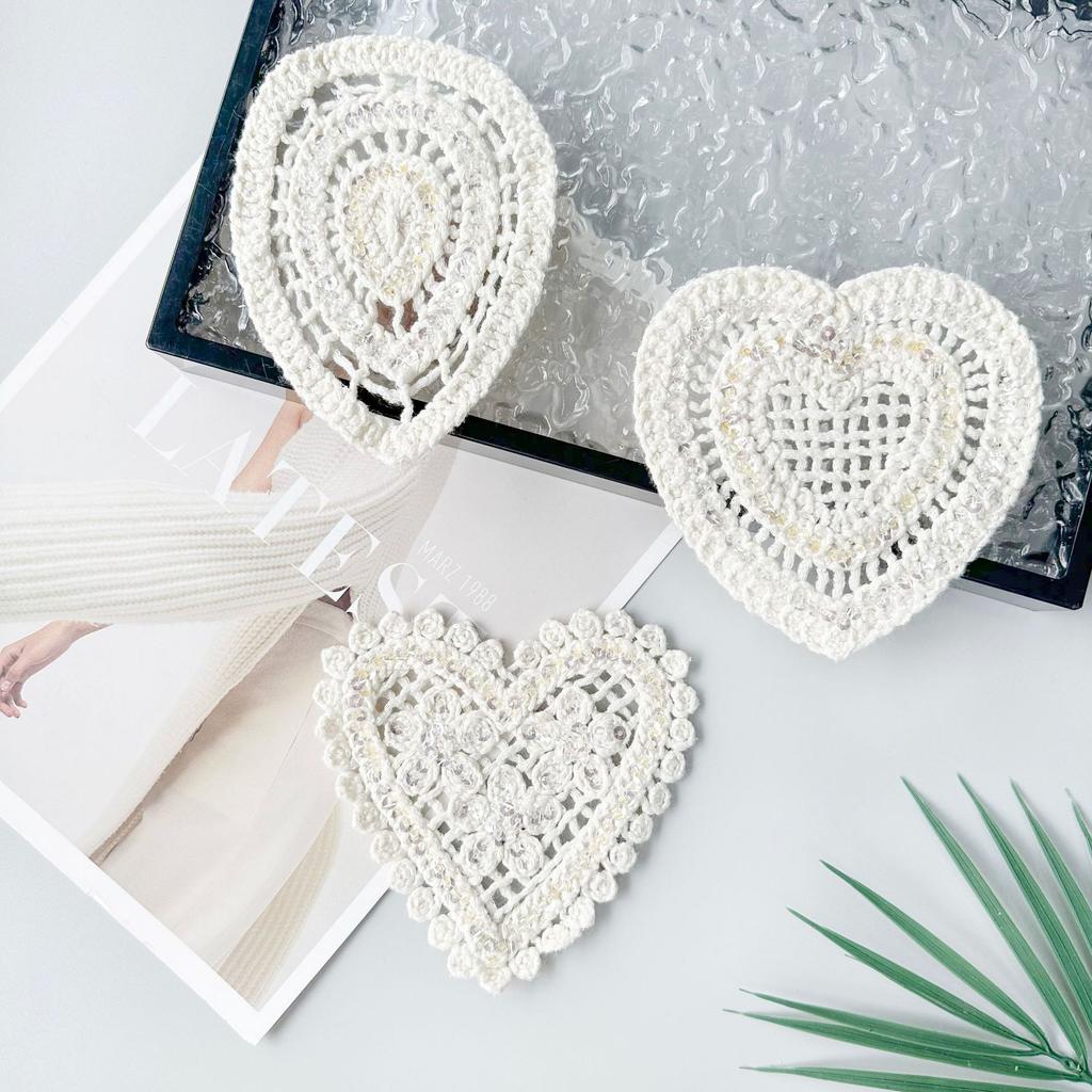 Apricot Sequins Decorative Heart-Shaped Water Drop-Shaped Cloth Patch Clothing Dress Shirt Top Accessories Cloth Patch Accessories