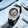 Men's Quartz Watch, Crafted with Quartz Movement, Black Warrior 12-Sided Case with a Hollowed-Out Face and Silicone Strap, Large