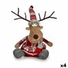 Decorative Figure Deer White Brown Red Gray 16 X 30 X 30 Cm (4 Units)