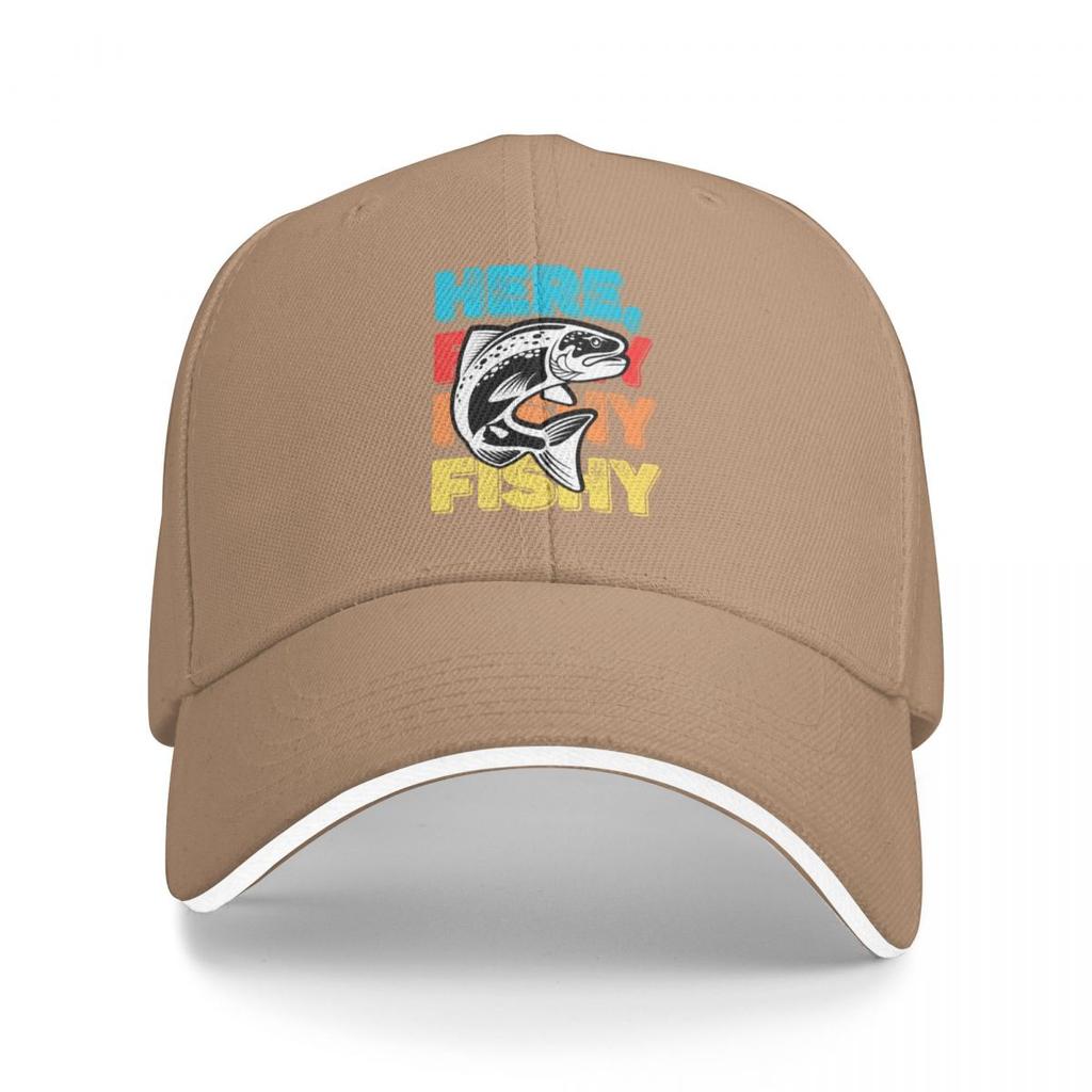 Cool Funny Vintage Fishing Quote  Here Fishy  Fishy Baseball Cap Mountaineering funny hat cute tea Hat Women Hats Mens