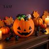 Halloween Party Game Props 30Pcs Mochi Squeeze Toys with Pumpkin Bucket for Kids, Trick or Treat Bag Fillers, Set Soft Pinch Ghosts Bats And