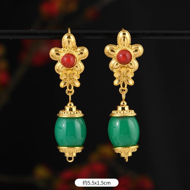 Сицзан несколько серег Непал золото тибетский стиль длинные серьги серьги тибетских женщин аксессуары для тибетской одежды