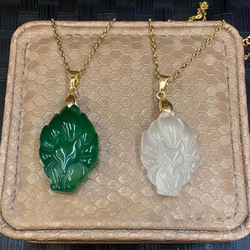 Ожерелье-цепочка с подвеской в ​​виде девятихвостой лисы, унисекс, китайское животное, ручная резная лиса, для мужчин и женщин, счастливый ювелирный подарок