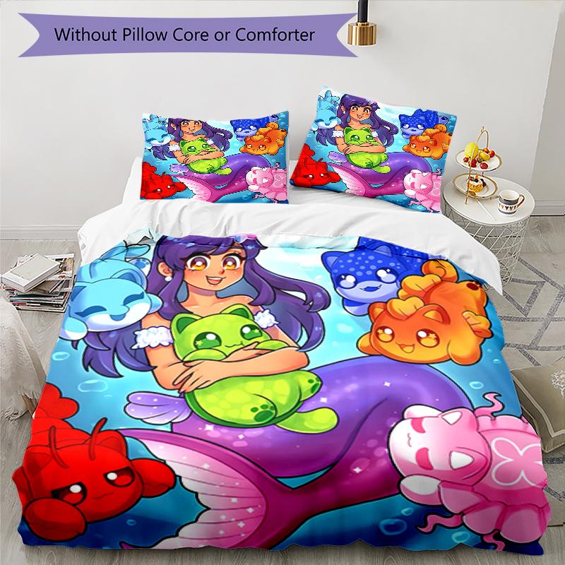 3pcs Anime A-AphmauS Design Cover Set - HD Printed Bedding with 1 Cover and 2 Pillowcases - Perfect for Home and Dorm Decor