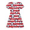 Summer Casual Loose Print Sweet Girl Short-sleeved Princess Independence Day Dress