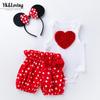 Cartoon Love Polka Dot Romper & Shorts Set for Baby Girls