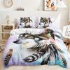 Волк Ловец снов перья цветочный красочный животный принт пододеяльник набор
