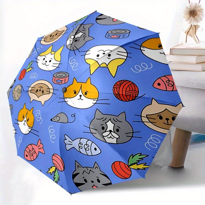 1pc Cartoon cat pattern Automatic Umbrella - 8-Rib Foldable Design, Outdoor Adventures, and Family Celebrations yy250829020