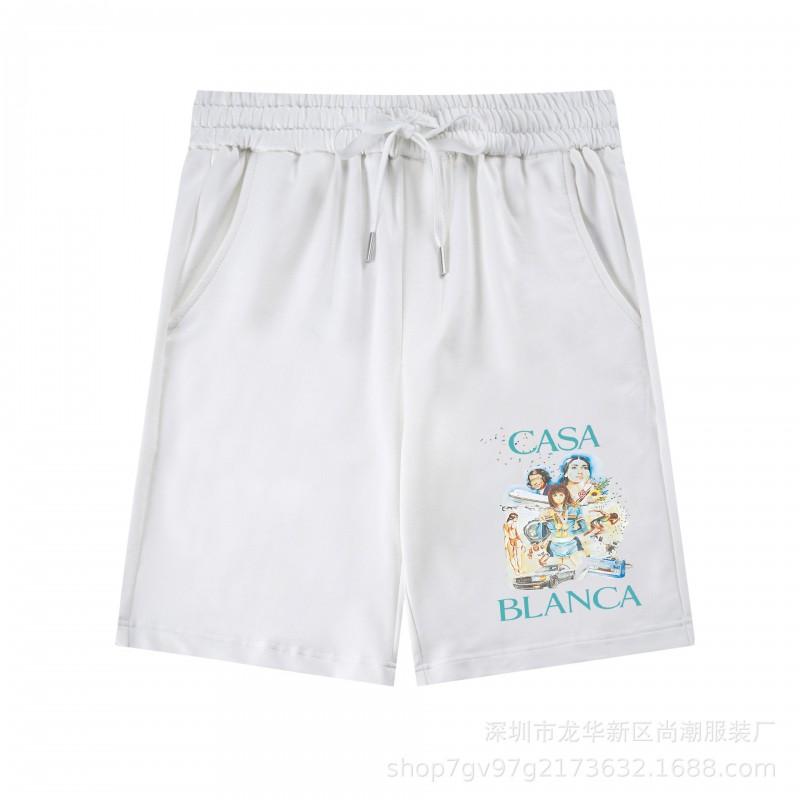 Casablanca Print Casual Shorts Relaxed Fit Streetwear Men Women