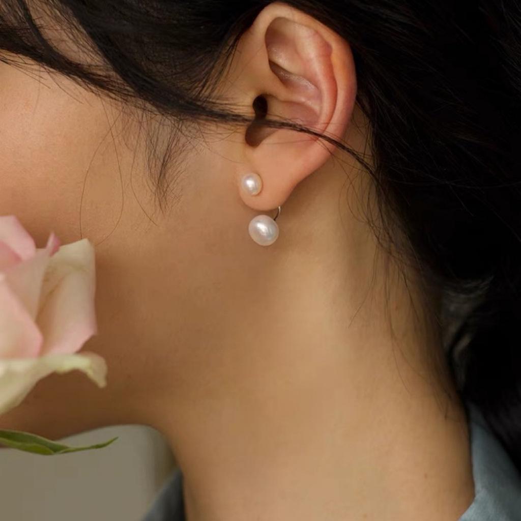 Классические универсальные серьги-гвоздики из стерлингового серебра 925 пробы с натуральным пресноводным жемчугом, для всего тела, простой темперамент, холодный, универсальные, трендовые