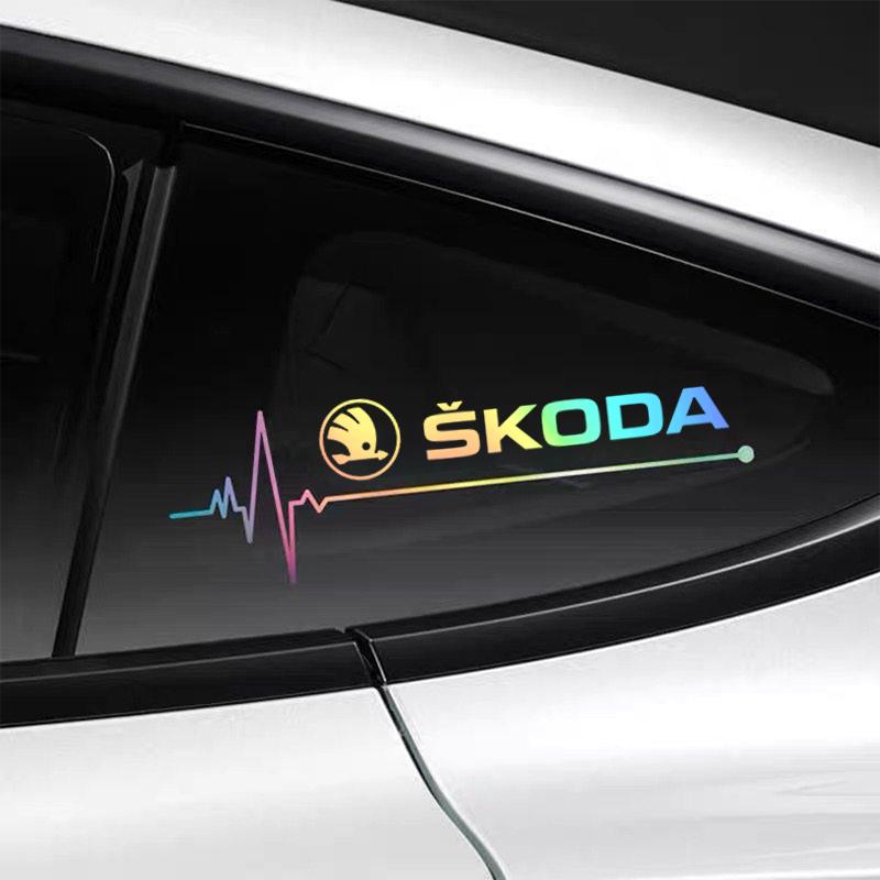 2Pcs car stickers car window decoration stickers laser waterproof for Skoda Octavia Superb Rapid Kodiaya Fabia Kamia Citigo EH4