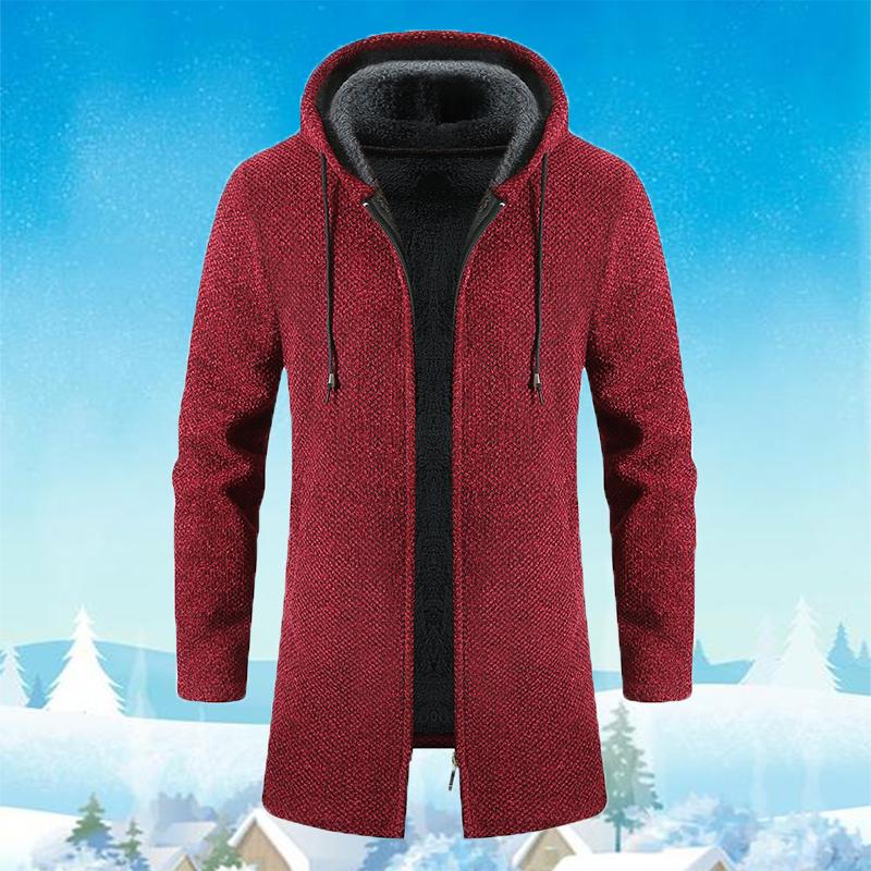Men's Sweaters Coat Autumn Winter New Warm Zipper Medium Long Velvet Cardigan Sweaters Man Casual Knitwear Plush Sweatercoat Mens Clothes