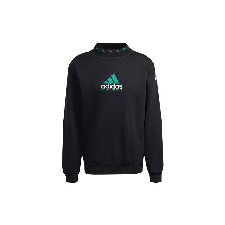 Adidas Originals EQT Logo Embroidered Sport Crew Neck Sweatshirt Men Sweatshirt Black HG8096