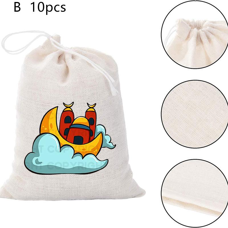 10 шт. подарочных пакетов Рамадан Карим 2025 г., исламские мусульманские принадлежности для украшения дома, упаковка для конфет и закусок на Ид Мубарак