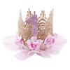 Kids Girls Happy Birthday Sequined Crown One Year Old Crown Princess Birthday Party Hat Pink Gold Rose Party Decor Lace Mesh