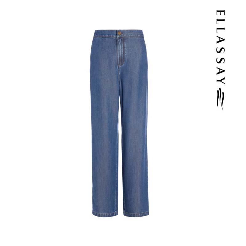ELLASSAY Women's Lyocell Wide-Leg Drapey Jeans