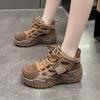 Обувь женская 2024 года, высокие женские вулканизированные туфли, уличные теплые женские кроссовки, разноцветные, на шнуровке, на платформе, женская повседневная обувь