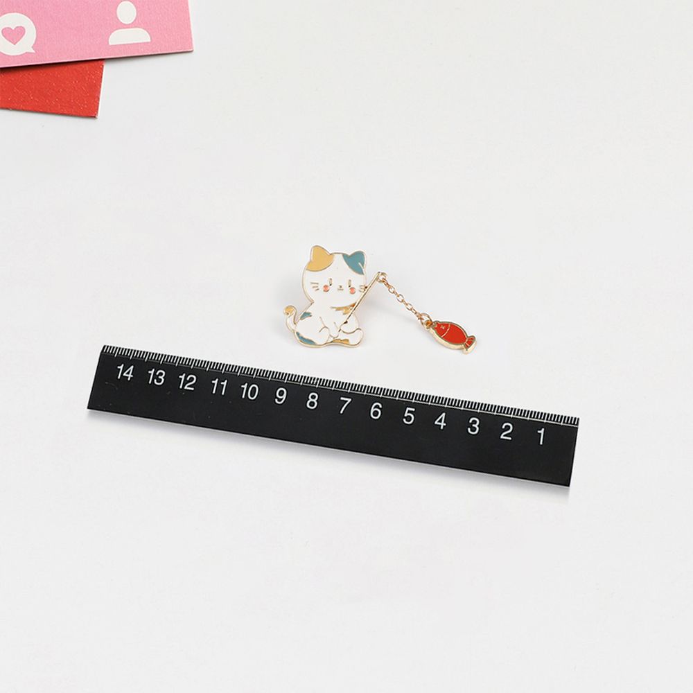 Cats Jewelry Accessories Gift For Women Men Badge Pin Cat Brooch Enamel Brooch Cat Fishing Brooch