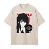 Hot Japanese Yoru Graphic T Shirt Chainsaw Man Anime Vintage Washed T-shirt Men Women Clothes Oversized Polyester Short Sleeve Tee