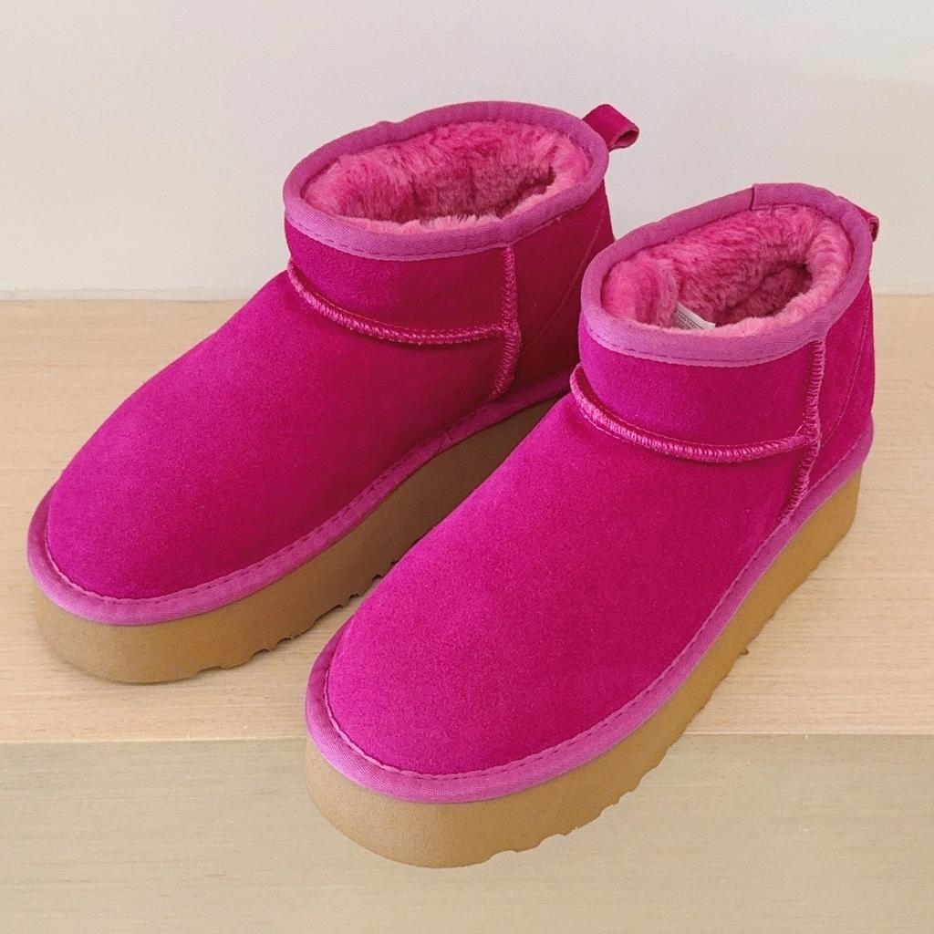 Classic Winter Shoes Women Ultra Mini Platform Snow Boots New Design Warm Genuine Leather Thick Sole Slippers Man Ankle Boots