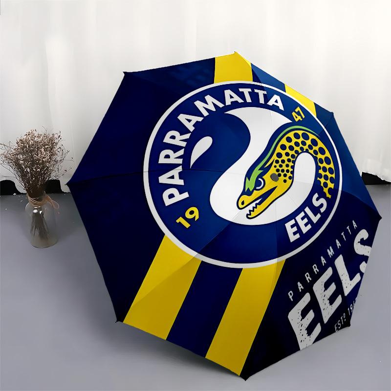 Parramatta Eels, Rugby League Automatic Opening and Closing, 8 rib Structure Portable Umbrella, Suitable for Men and Women in All Seasons P