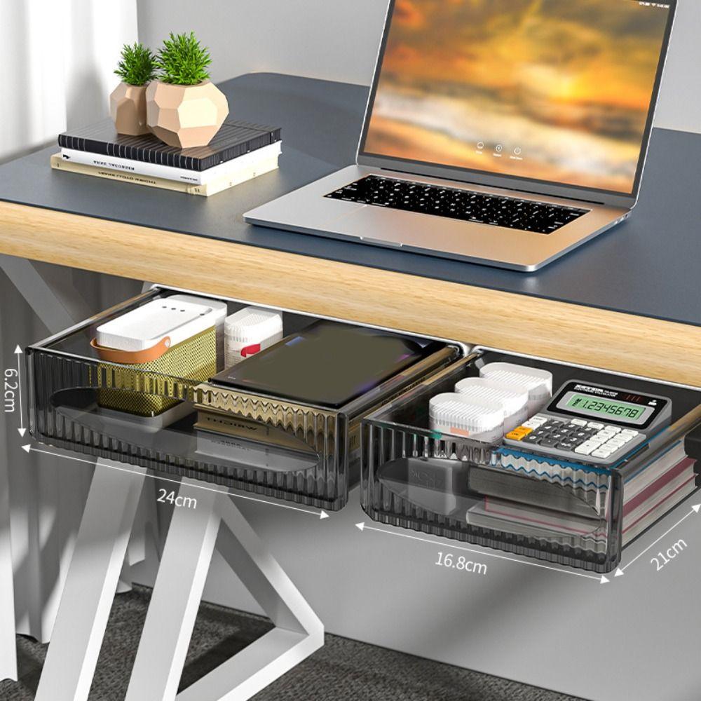 Portable Undertable Drawer Storage Rack Invisible Pull Out Storage Box Large Capacity Table Shelf Storage Box New  Drawer
