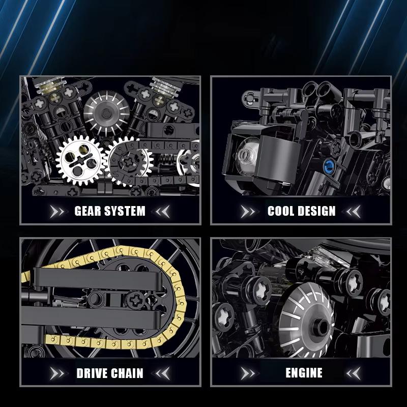 586 шт. Классический набор строительных блоков мотоцикла для взрослых, крутые модели мотоциклов-гонщиков, рождественские подарки, игрушки для детей и мальчиков