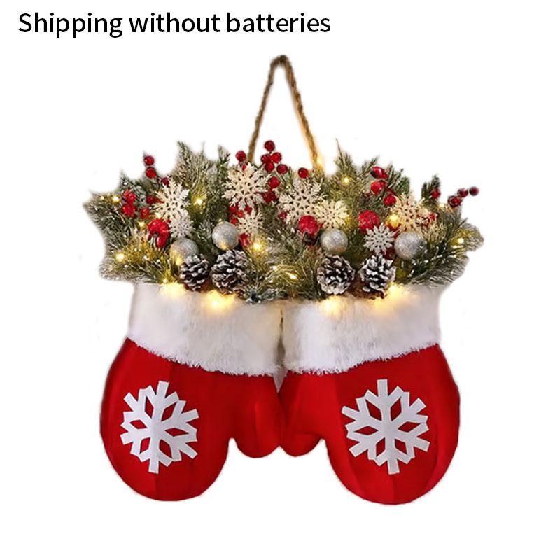 Christmas Garland Creative Glove Shaped Simulated Flower Wreath Window Door Gate Christmas Decorations Xmas New Year Decorations