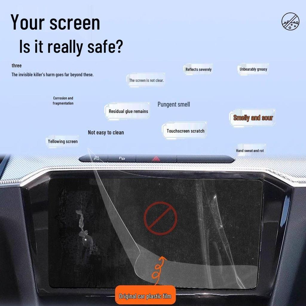 Tempered Glass Screen Protector for Volkswagen B9/B8 Magotan Central Control & Instrument LCD Display.