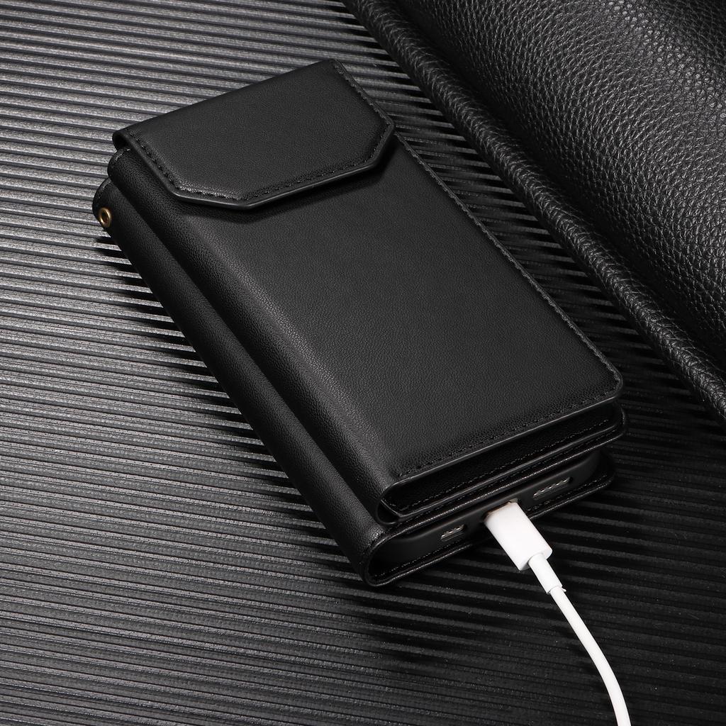 Для Samsung Galaxy S25 Edge Чехол с держателем для нескольких карт и ремешком PU кожаный чехол для телефона подставка