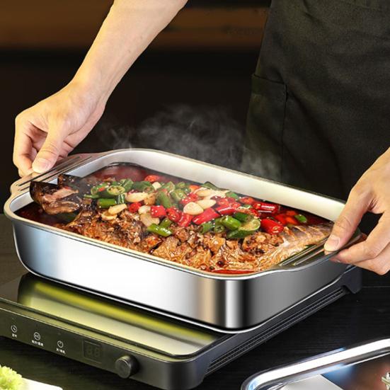 Stainless Steel Roasting Pan with Lid And Handle Heavy Duty