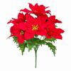 Simulated Flowers Lifelike Plant with Green Leaves Red Flower Flannel Christmas Fake Foliage Home Office Decor