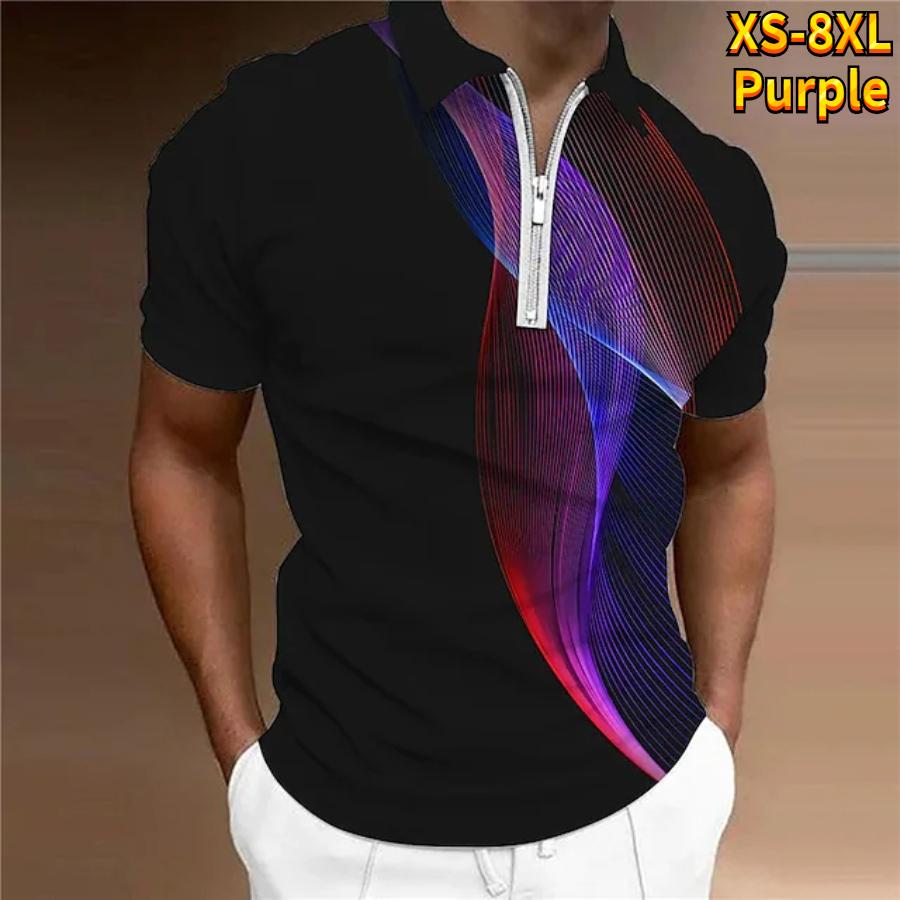 Casual Lapel T-shirt Young Men's Fashion Zipper T-shirt Short Sleeve T-shirt Men's 3D Flying Butterfly Print T Shirt