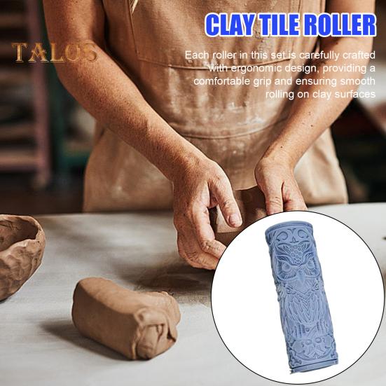 Сова Глиняная Текстура Валик Полимерная Глина Моделирование Шаблон Валик Гончары Сделай Сам Керамическая Плита Глиняная Плитка Текстурированная Скалки Гончарные Инструменты