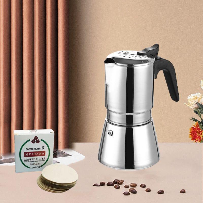 Итальянская гейзерная кофеварка из нержавеющей стали 304 - Кофеварка для эспрессо и капельного кофе под высоким давлением