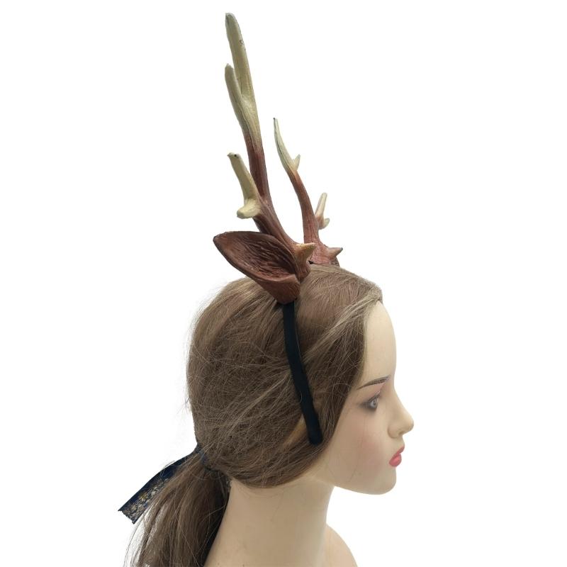 Realistic Deer Antler Hairband Reindeer Antlers Headband Animal Deer Ears Hairband Christmas Halloween Cosplay Costume