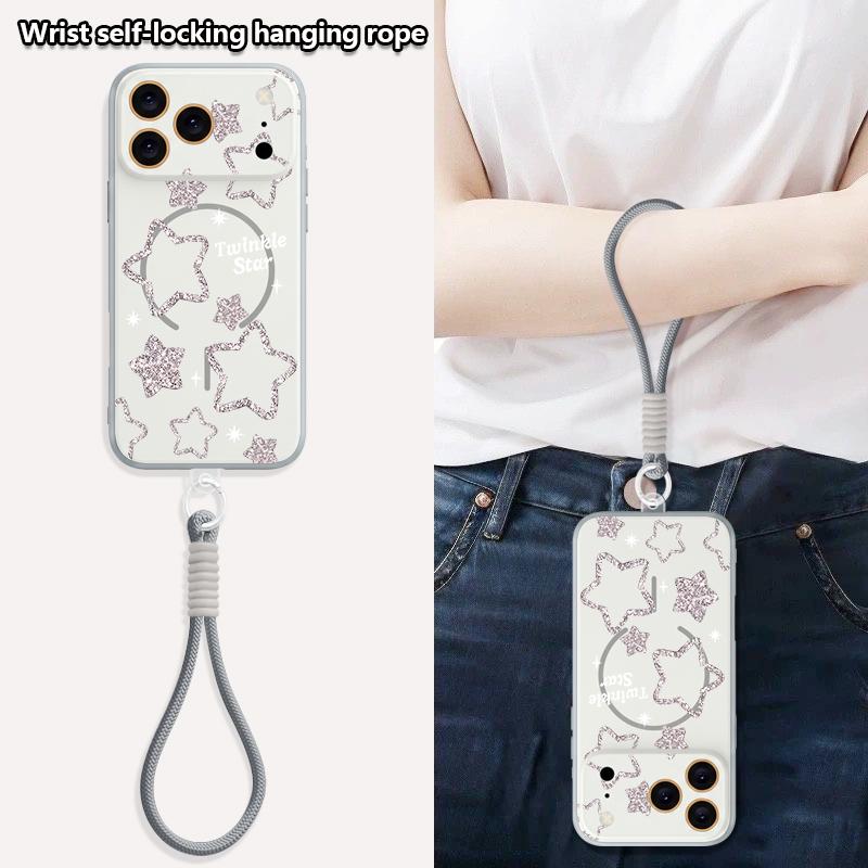 Креативный чехол с принтом «Звездное небо» с ручным ремешком для iPhone 17 Pro Max iPhone 16 15 14 13 Pro Max Магнитный для Magsafe Гибридный ТПУ+ПК Матовый чехол