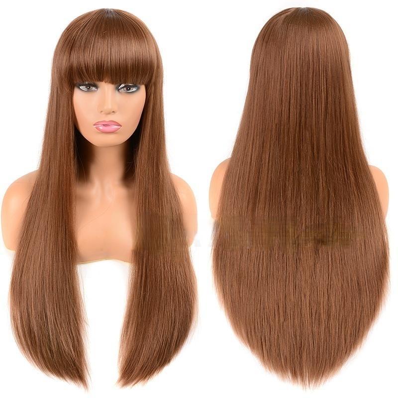 MERISIHAIR Женские длинные светлые прямые волосы с челкой, высококачественный парик из синтетического волокна