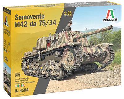 Итальянская САУ времен Второй мировой войны Semovente M42 da Пластиковая модель IT6584 PLATZ/Italeri 1/35 Самоходная 75/34 (танк)