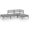 vidaXL 4-tlg. Garten-Lounge-Set Grau Massivholz Kiefer