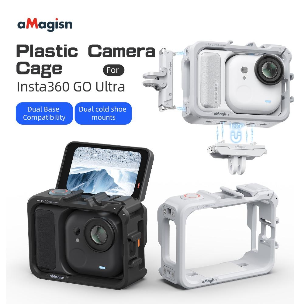 aMagisn Camera Frame Cage for Insta360 GO Ultra , Horizontal & Vertical Protective Plastic Cage Camera Accessory For Go Ultra
