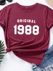Оригинальная женская футболка с буквенным принтом 1988 года с коротким рукавом и круглым вырезом, свободная женская футболка, женская футболка, топы, одежда, женские футболки