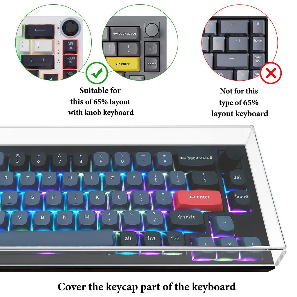 Geekria Keyboard Dust Cover Clear Acrylic Keypad Cover for 68 Keys Computer Mechanical Keyboard with Knob Compatible with Keychron Keychron Q2