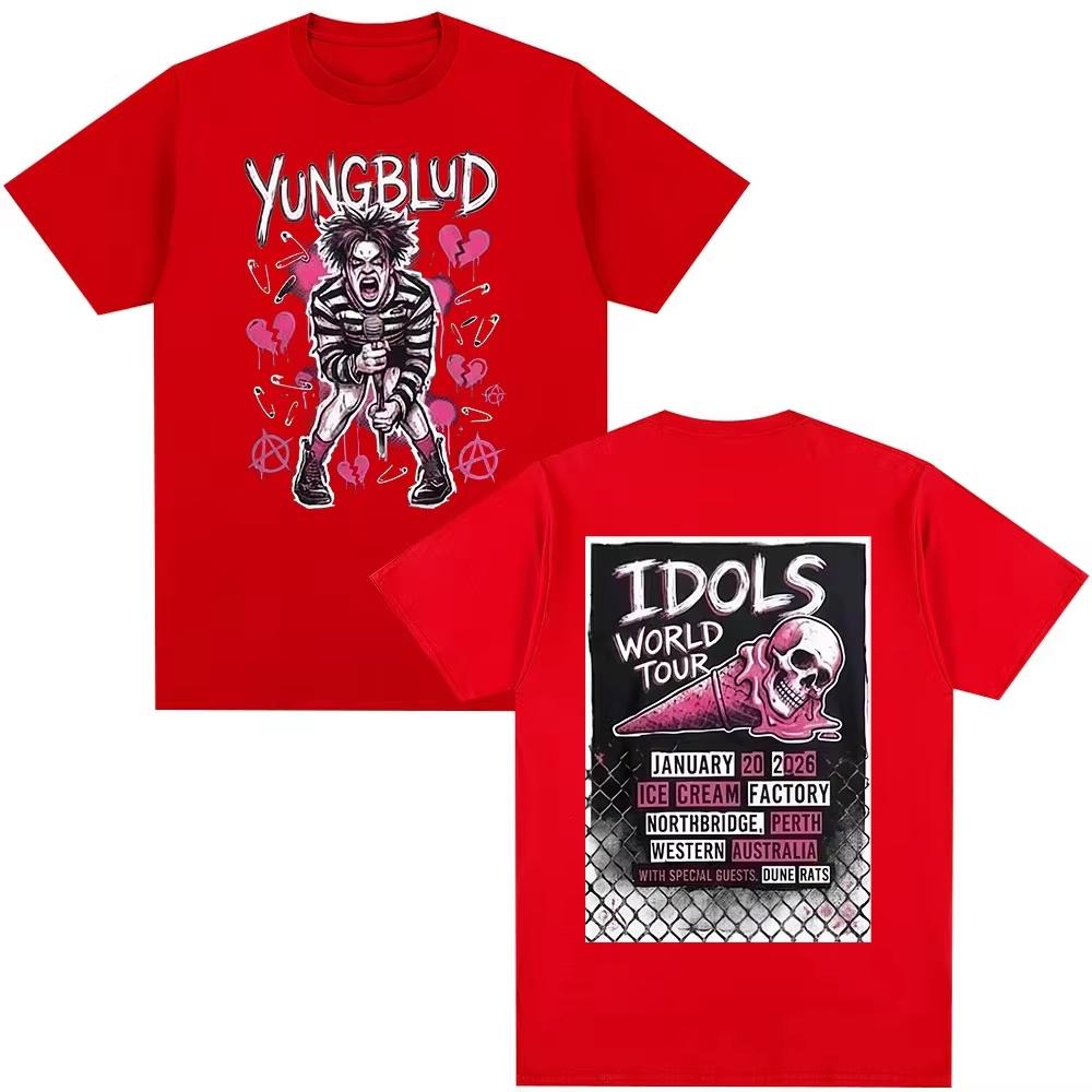 2026 Singer Yungblud IDOLS World Tour TShirt Mens Fashion Short Sleeve Comfortable pure Cotton Casual Springsummer TShirt