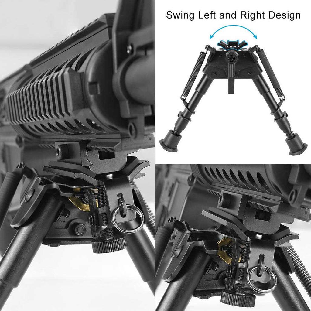 6-9 Inch Swivel Bipod Quick Deploy Notched Legs Pivot Tilt with Built-in Pod-loc (S Lock)