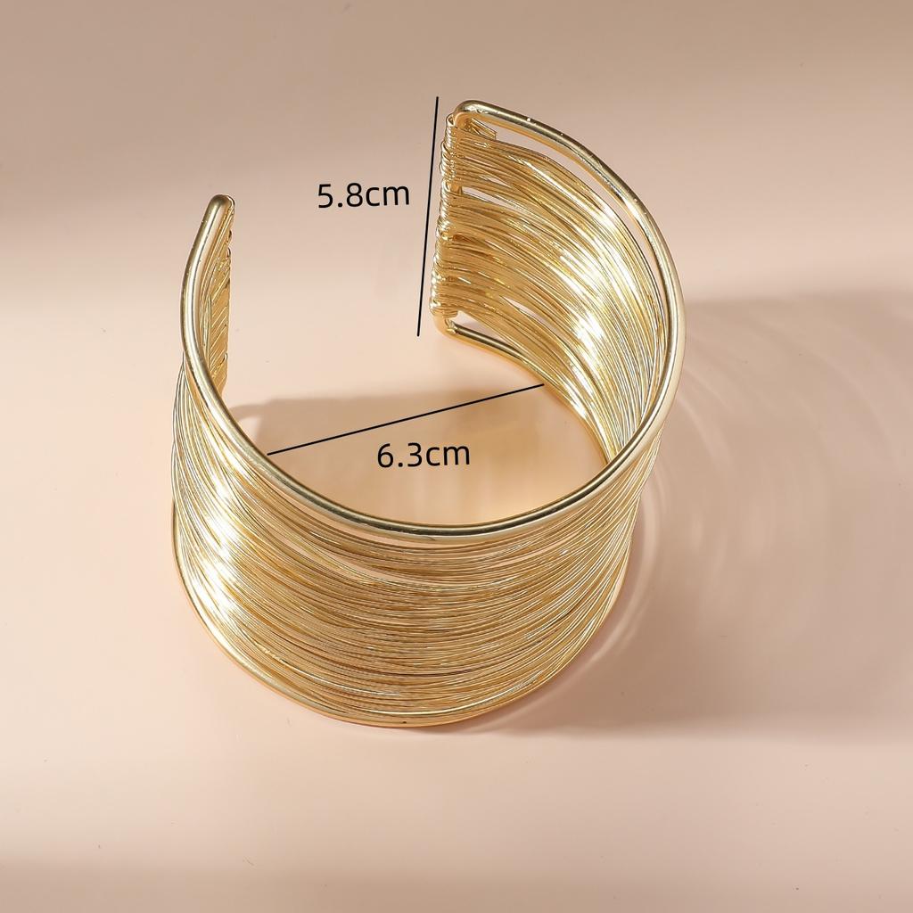 Metal Multi-layer Open Arm Ring Punk Wide Cuff Bangles Girl Jewelry Simple Exaggerated Geometric Pulseras Christmas Gift